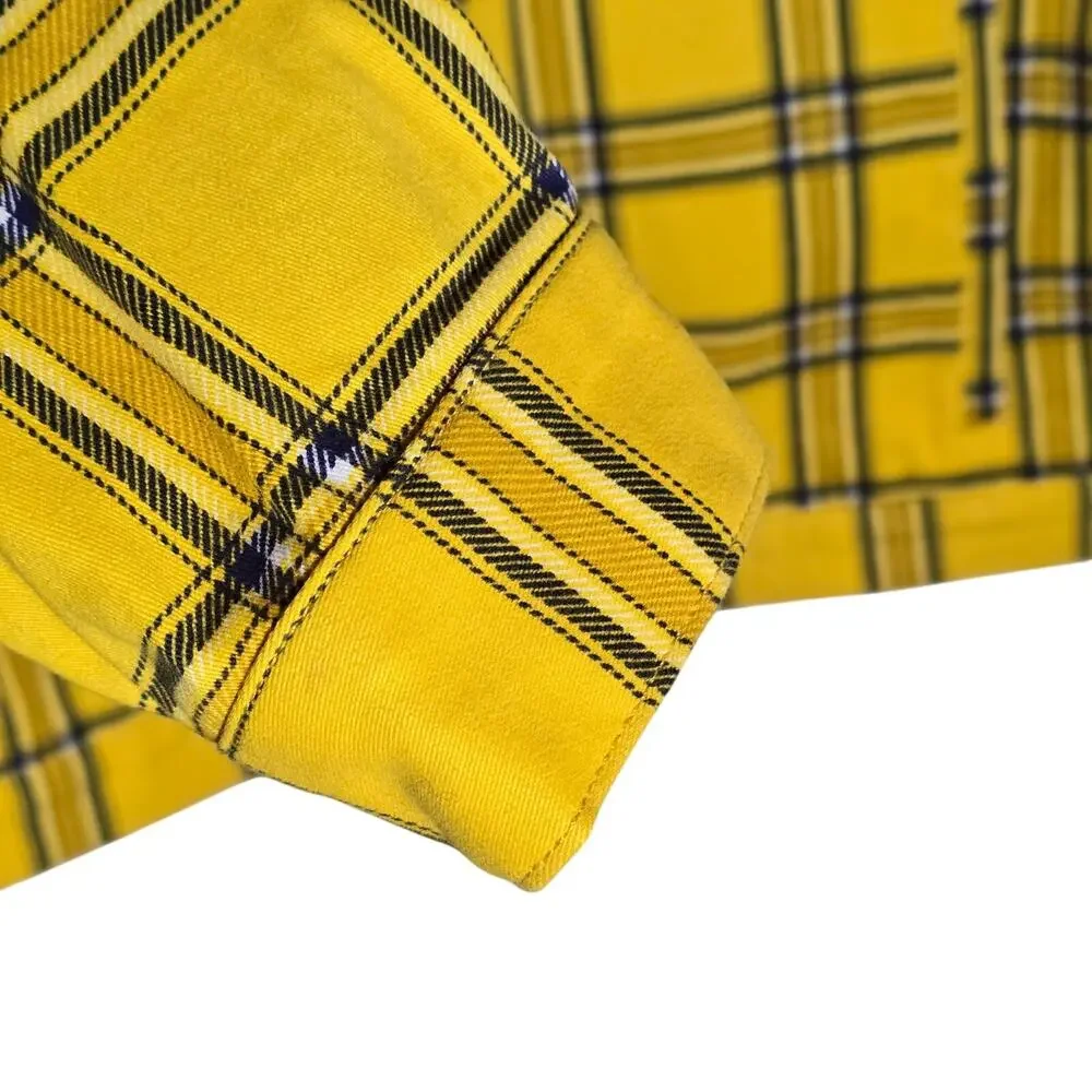Guess Originals Yellow Plain Flannel Button Up Jacket Clueless Y2K 90s Small LN - Picture 4 of 12